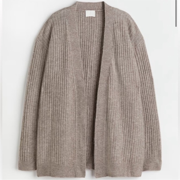 H&M Cozy Ribbed Knit Cardigan - Brown - Picture 1 of 8